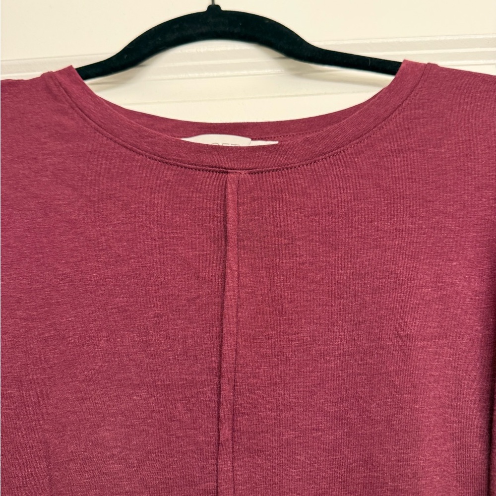 LOFT Heather Tie-Waist Long Sleeve Mini Dress, Plum S NWOT - Picture 11 of 13